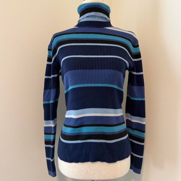 Blue striped turtleneck sweater Size XS - Picture 1 of 4